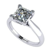 NANA JEWELS 2.00ct Princess Lucita Solitaire Silver CZ Engagement Ring - 7mm Size 4