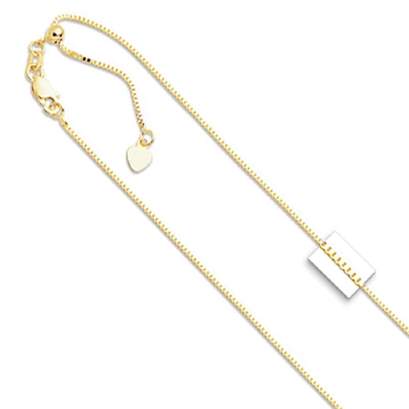Nana Jewels 22" Adjustable Box Necklace Chain-Made in Italy- 0.8mm-10k Yellow Gold