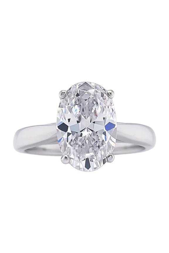 3.00 Carat Oval Cut Simulated Diamond Engagement Ring Cubic Zirconia-925 Sterling Silver–Solitaire Oval Ring -Size 4.5