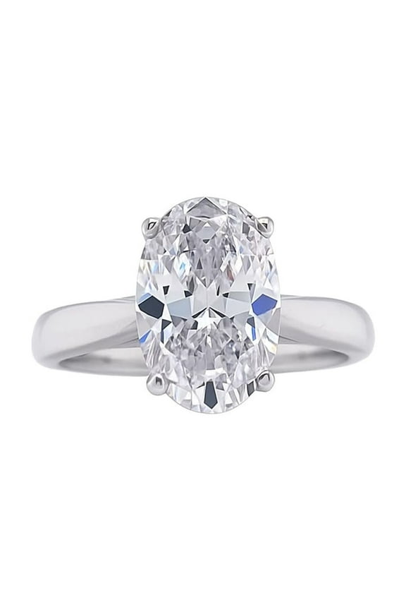 3.00 Carat Oval Cut Simulated Diamond Engagement Ring Cubic Zirconia-925 Sterling Silver–Solitaire Oval Ring -Size 5.5