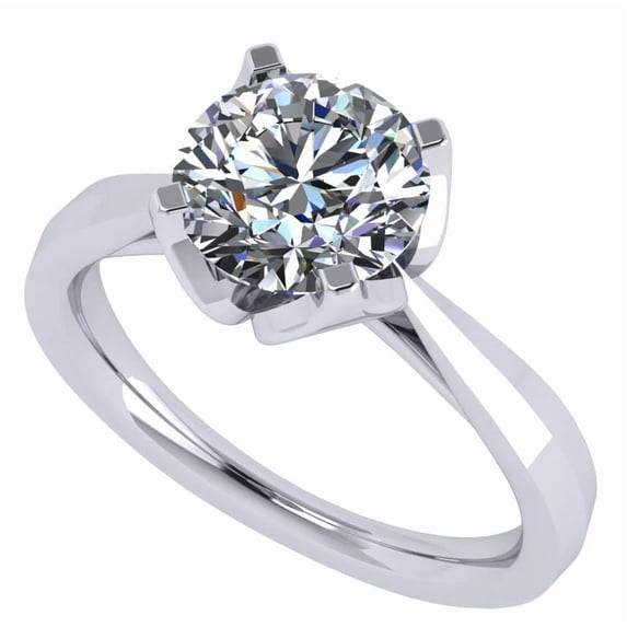Nana Jewels Heart & Soul Silver 8.0mm (2ct) Round Cut Zirconia Solitaire Ring-Platinum Plated-Size 11.5