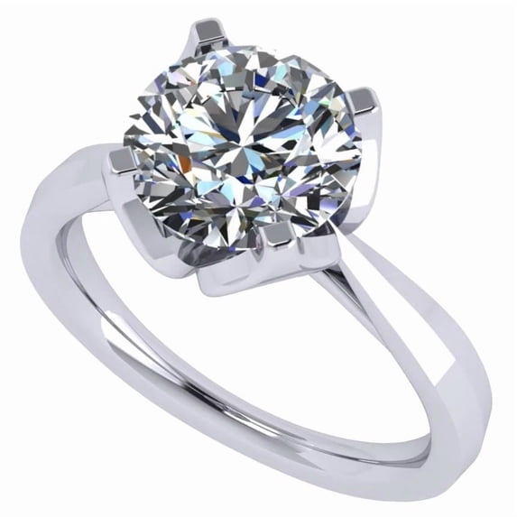 Nana Jewels Heart & Soul Silver 9.0mm (3ct) Round Cut Zirconia Solitaire Ring-Platinum Plated-Size 4
