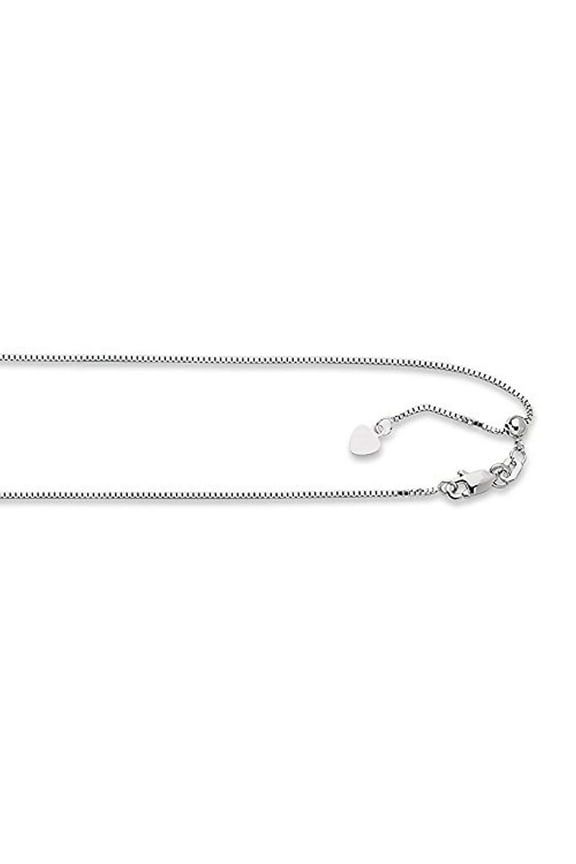 Sterling Silver 22" Adjustable Box Necklace Chain-Made in Italy- 0.8mm-Platinum Plated
