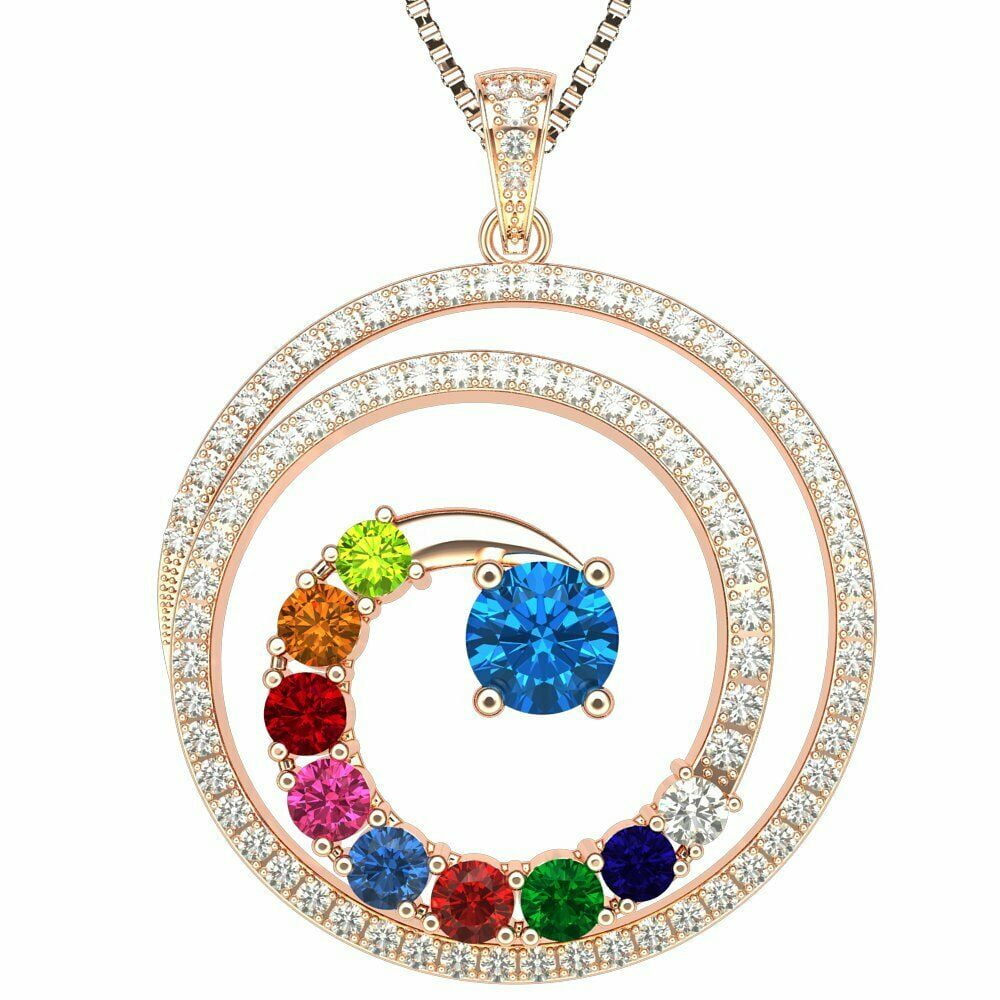 Nana Jewels Swirl 1-9 Mothers Birthstone Necklace for Women - Rose Gold Plated, Stone 2