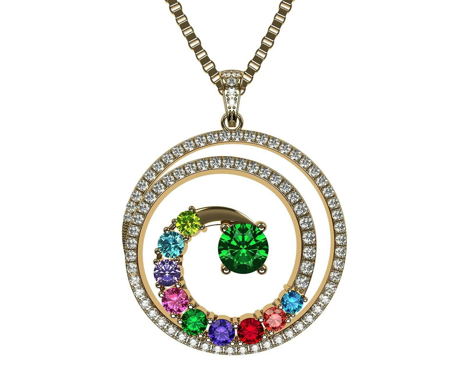 Nana Jewels Swirl 1-9 Mothers Day Birthstone Necklace for Women - 10K Yellow Gold, Stone 4