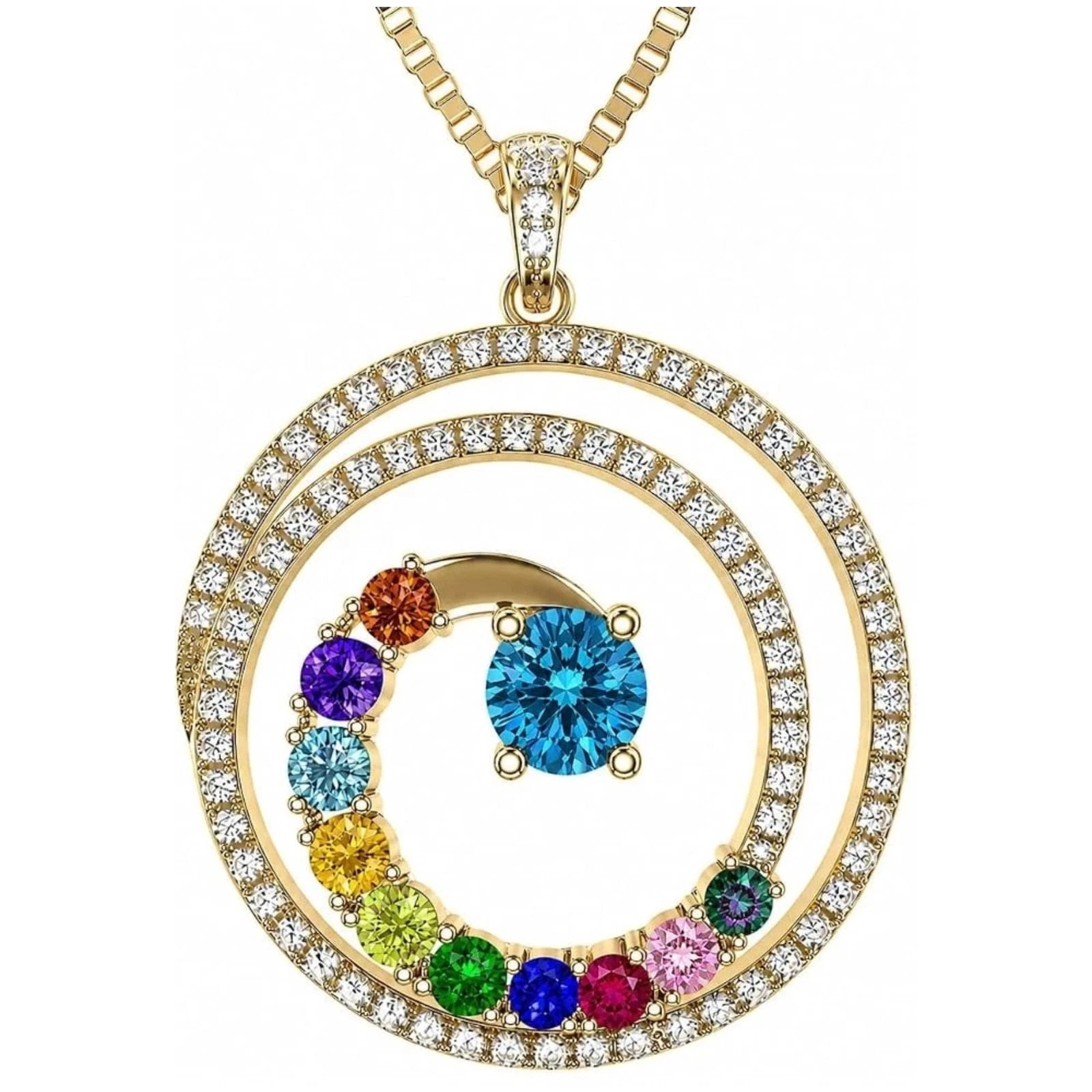 Nana Jewels Swirl 1-9 Mothers Day Birthstone Necklace for Women - Yellow Gold Plated, Stone 2
