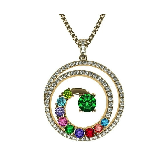 Nana Jewels Swirl 1-9 Mothers Day Birthstone Necklace for Women - Yellow Gold Plated, Stone 4