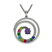 NANA JEWELS Swirl Women 1-9 Birthstone Necklace for Mothers - Platinum Plated Sterling Silver, Stone 1