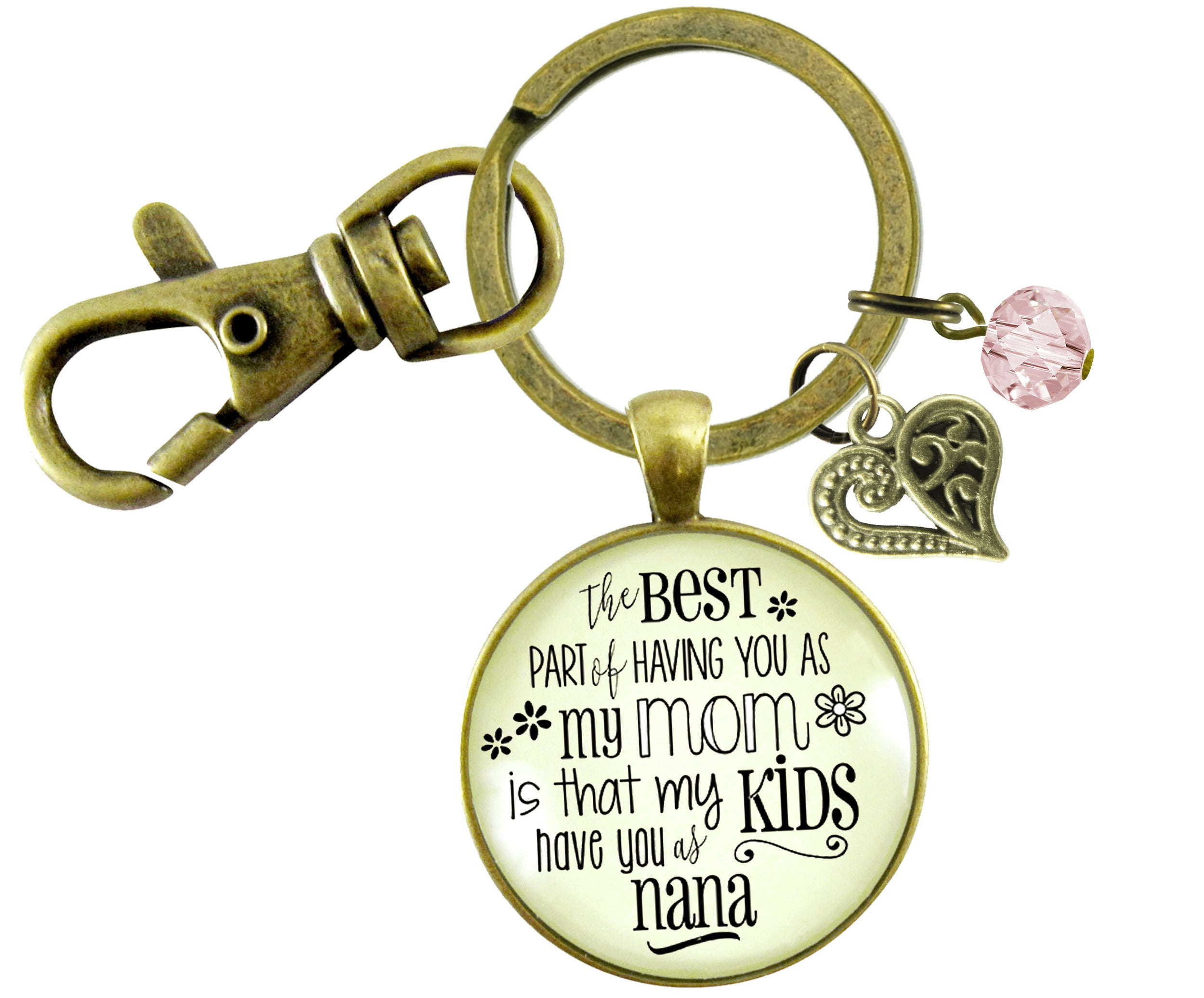 Nana Keychain Gutsy Goodness Bronze Metal Best Part You as Mom Kids Grandma Adult Female Jewelry Gift Daughter