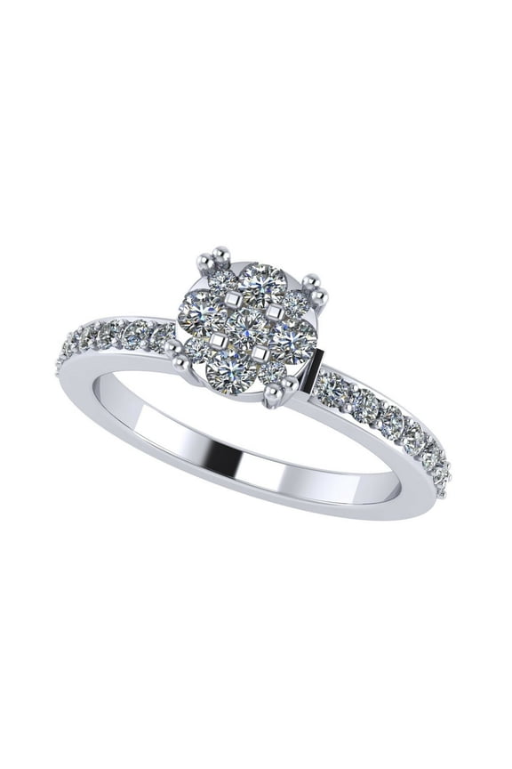 Lab Created CVD Diamond 6.5mm 3/8ctw Cluster Engagement Ring 10kt White Gold Size 7