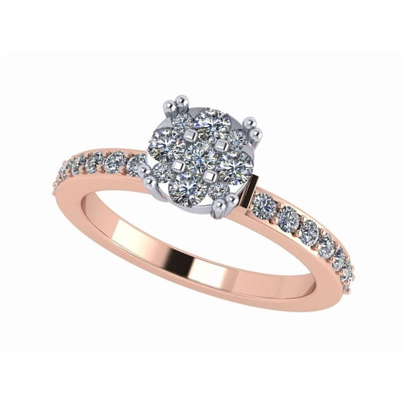 Nana Lab Created CVD Diamond 8.0mm 3/4ctw Cluster Engagement Ring 10kt Rose Gold Size 7.5