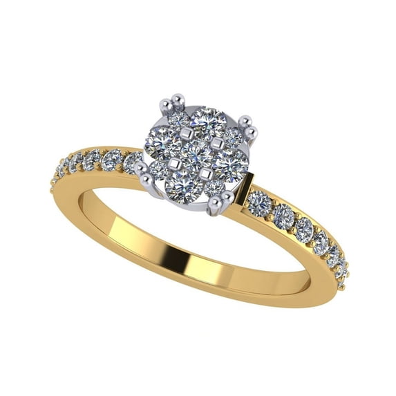 Nana Lab Created CVD Diamond 8.0mm 3/4ctw Cluster Engagement Ring 10kt Yellow Gold Size 7.5