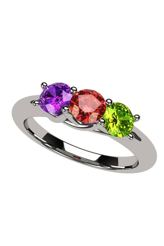Nana Lucita 1-6 Simulated Mothers Birthstone Rings for Women - Sterling Silver, Size 5, Stone 3