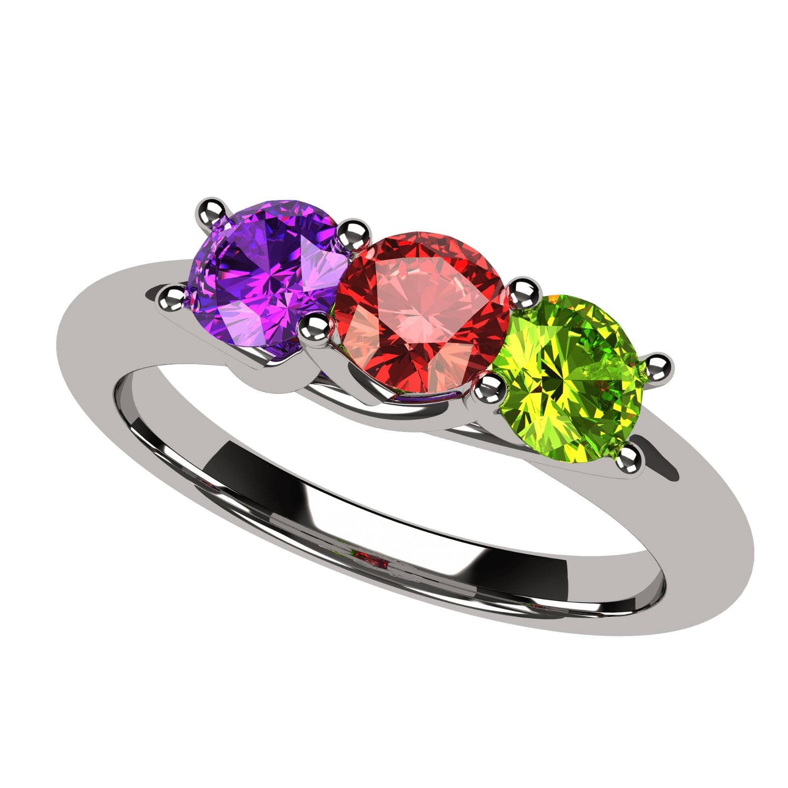 Nana Lucita 1-6 Stone 10k White Gold Mothers Ring Gift for Women - Size 7, Stone 5