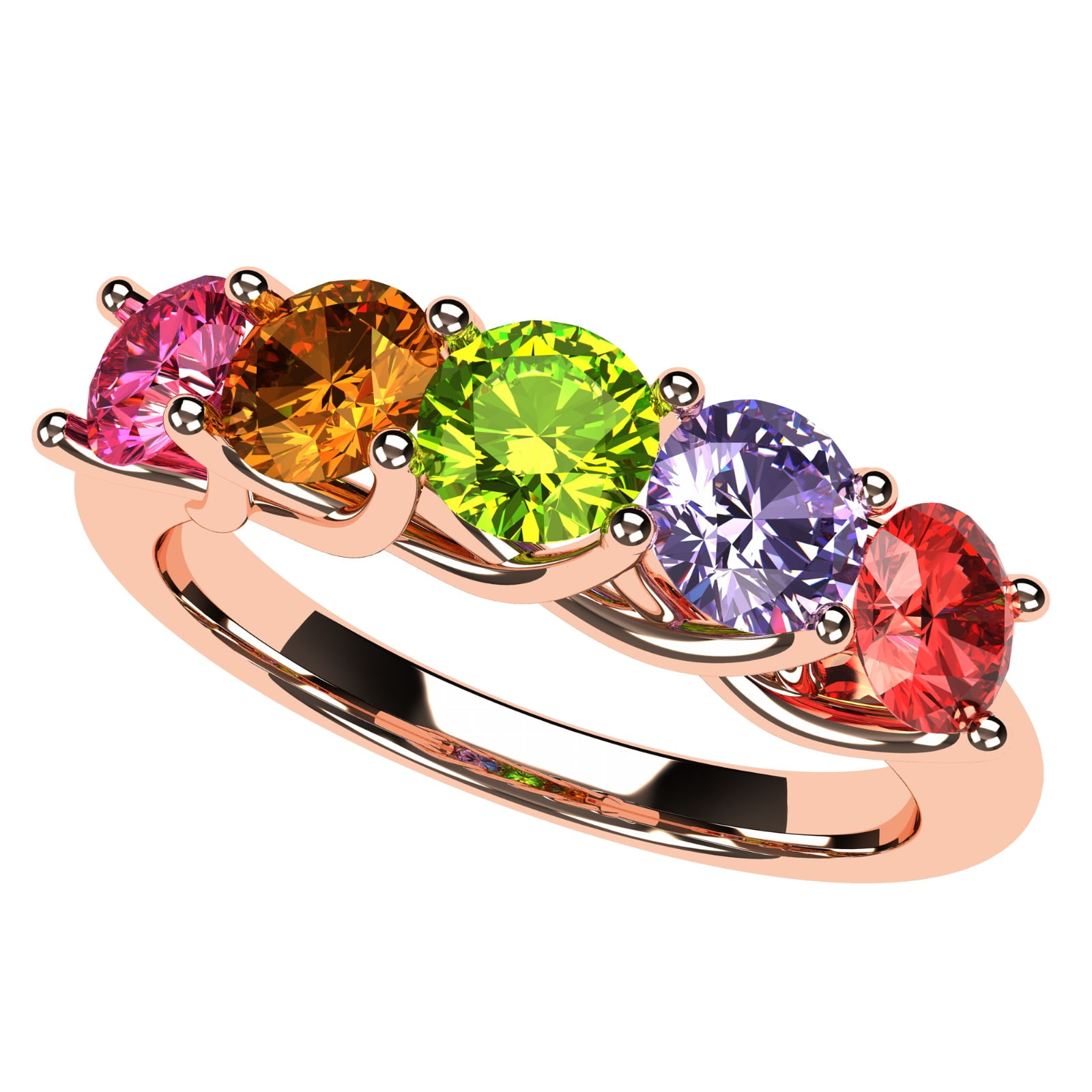 Nana Lucita Mothers 1-6 Simulated 10k Rose Gold Birthstone Rings for Women - Size 4, Stone 2