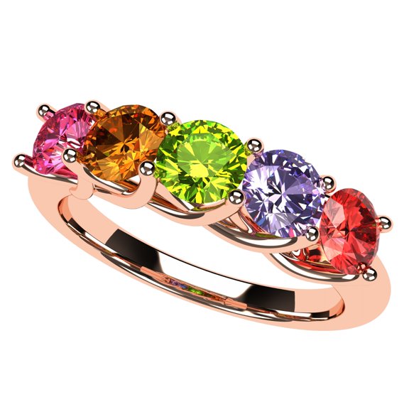 Nana Lucita Mothers 1-6 Simulated 10k Rose Gold Birthstone Rings for Women - Size 4, Stone 5
