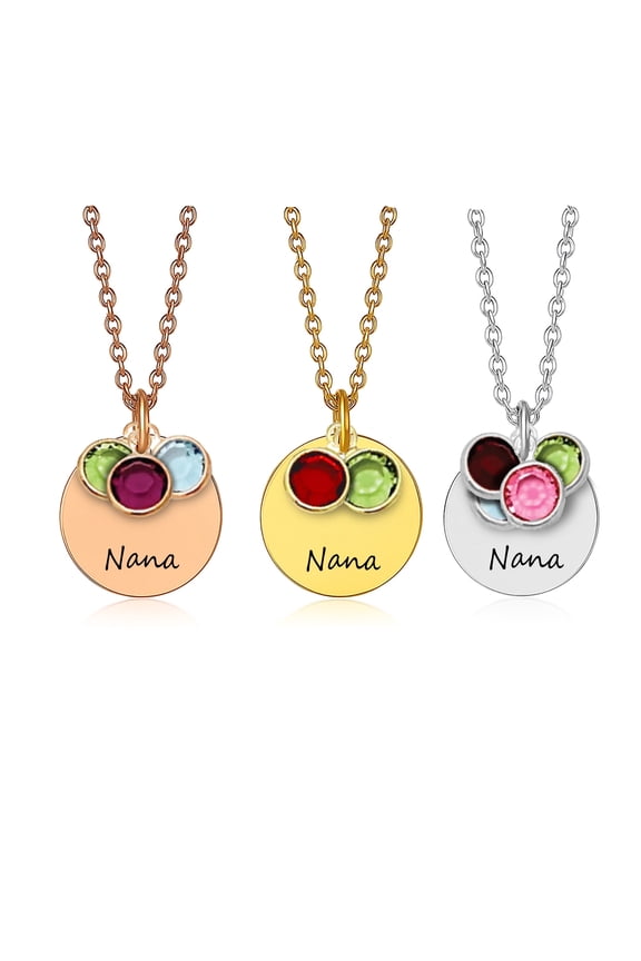 Nana Necklace Personalized With Grandkids Birth Month Birthstones - Nana Gifts for Grandma from Grandkids - Custom Grandma Jewelry with Custom Birth Stone Charms Handmade Jewelry - Mother's Day Gifts