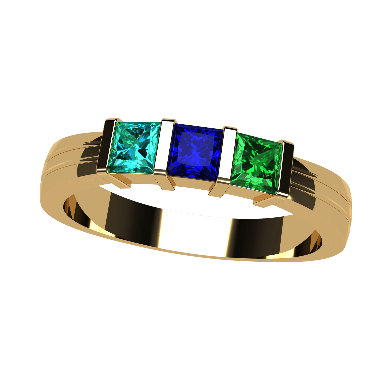 Nana Princess Channel Set 1-6 Mothers Day 10k Yellow Gold Birthstone Rings for Women, Size 10.5, Stone 3