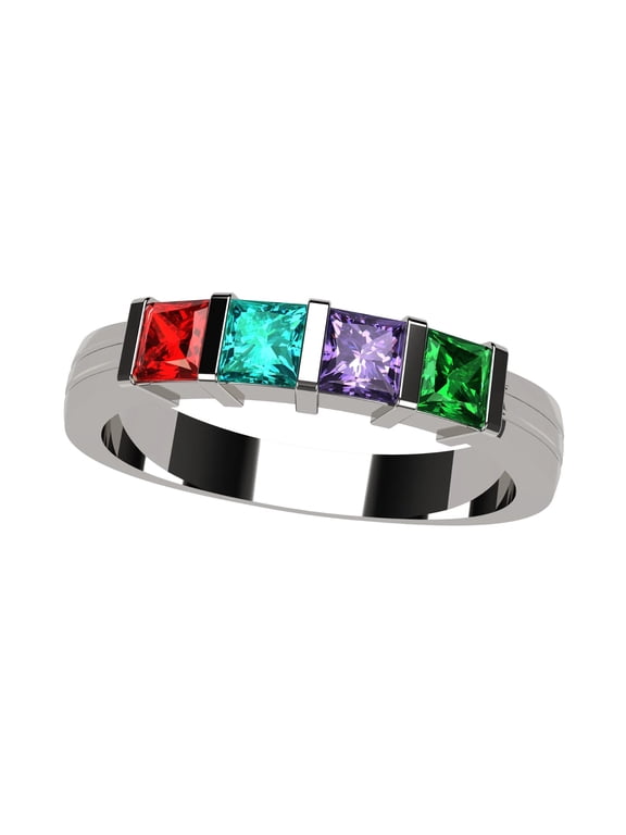 Nana Princess Channel Set 1-6 Mothers Day 10k Yellow Gold Birthstone Rings for Women, Size 6, Stone 6