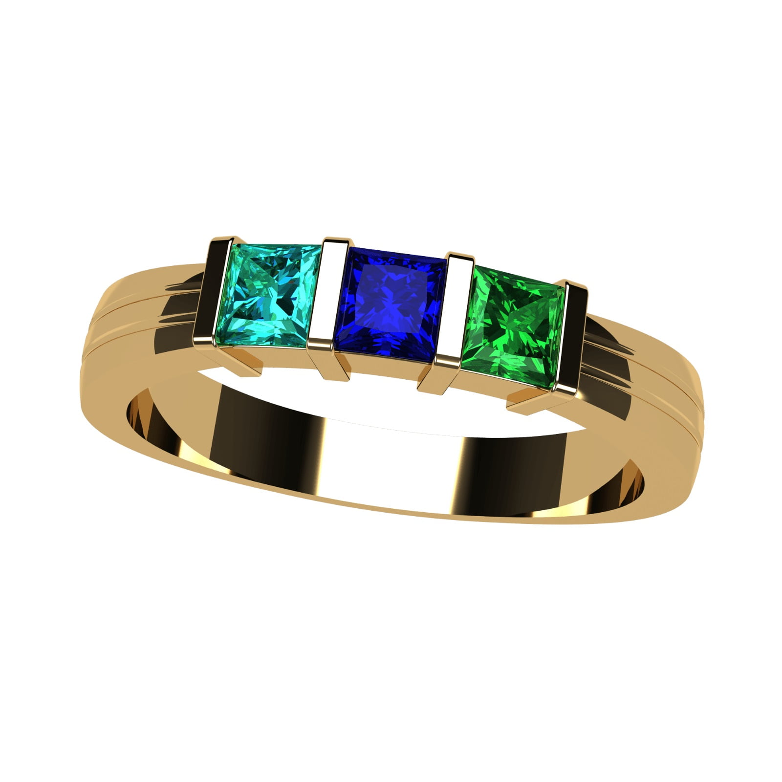Nana Princess Channel Set 1-6 Mothers Day 10k Yellow Gold Birthstone Rings for Women, Size 8, Stone 1
