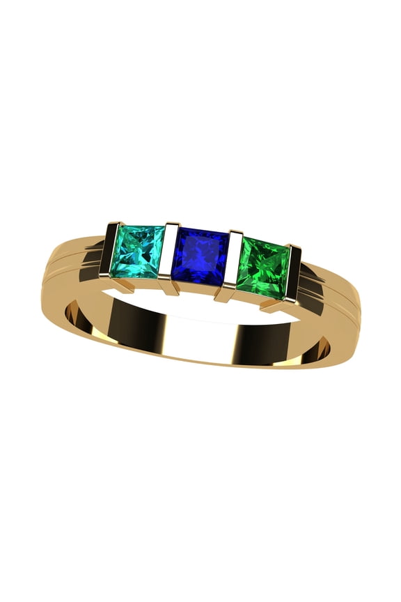 Nana Princess Channel Set 1-6 Mothers Day 10k Yellow Gold Birthstone Rings for Women, Size 9, Stone 6