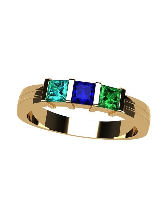 Nana Princess Channel Set 1-6 Mothers Day 10k Yellow Gold Birthstone Rings for Women, Size 9, Stone 6
