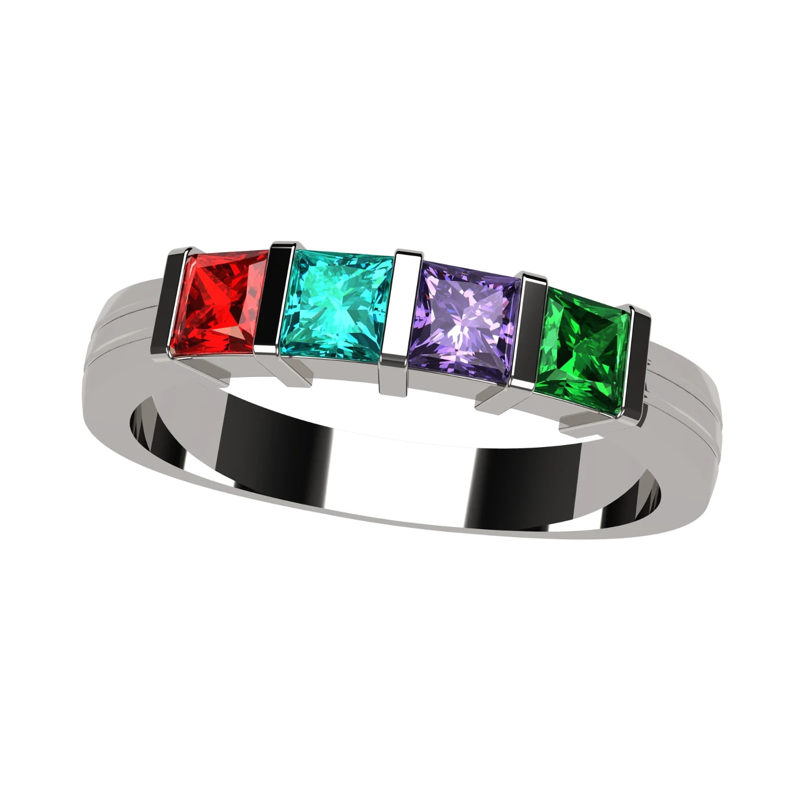 Nana Princess Channel Set Mothers Day Ring 1-6 Stone for Women, Sterling Silver, Size 4, Stone 6