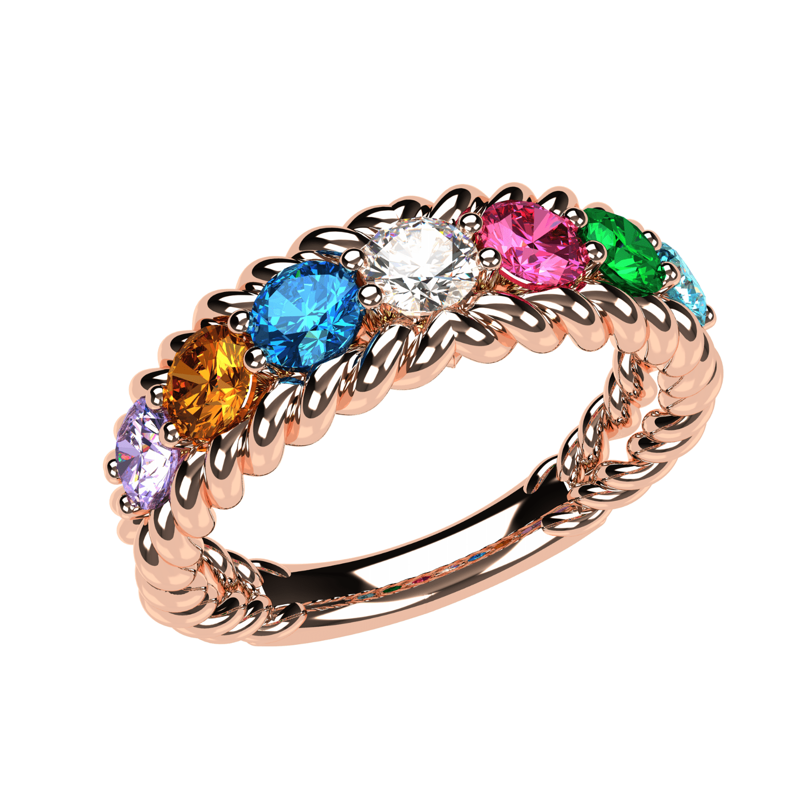 Nana Rope 1-10 Simulated Mothers Birthstone Ring for Women, 10K Rose Gold, Size 9.5 - Stone 9
