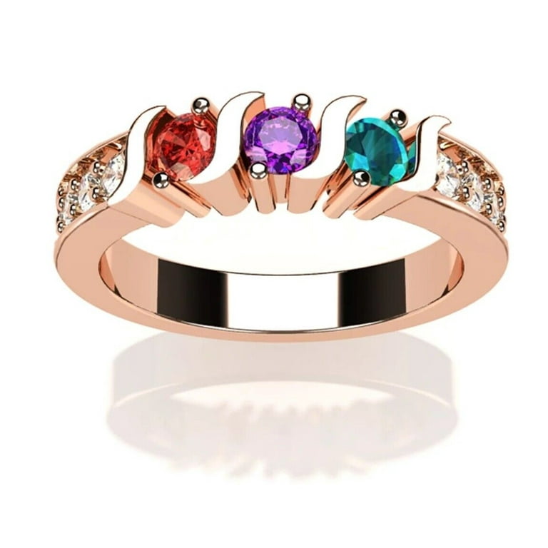 Nana S Bar w Sides 1 6 Multistone Mothers Day Gift Ring for Women 10k Rose Gold Size 6.5 Stone 5