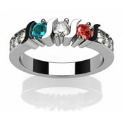 NANA JEWELS Nana S-Bar w/Sides 1-6 Multistone Mothers Day Ring Gift for Women, Platinum Plated, Size 4, Stone 2