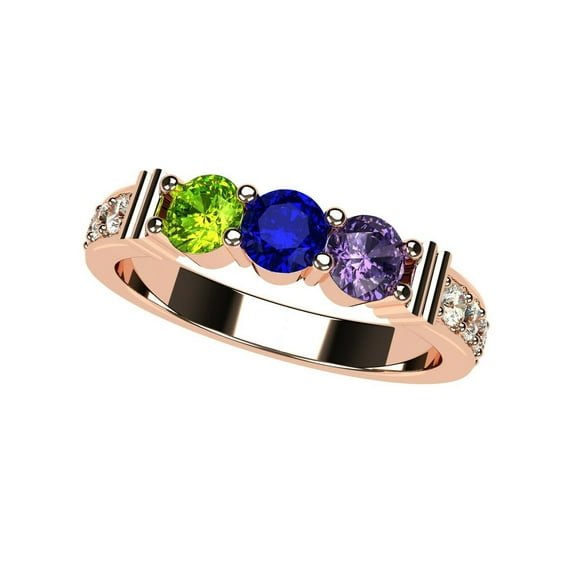 Nana Shared Prong W/Side Stone Mothers Day Ring 1- 6 Stone 10k Rose Gold Women's-Size 4.5 - Stone 6