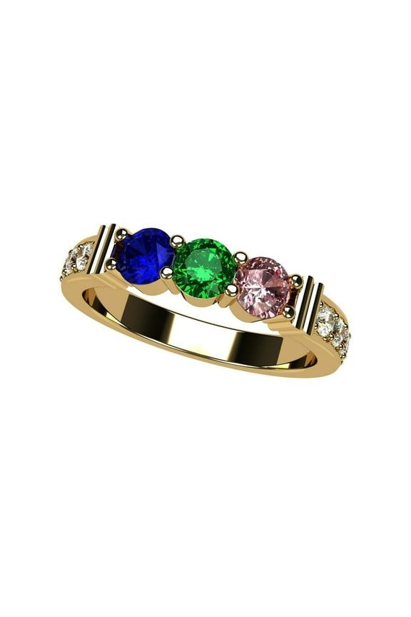 Nana Shared Prong W/Side Stone Mothers Day Ring 1- 6 Stone 10k Yellow Gold Women's-Size 6 - Stone 5