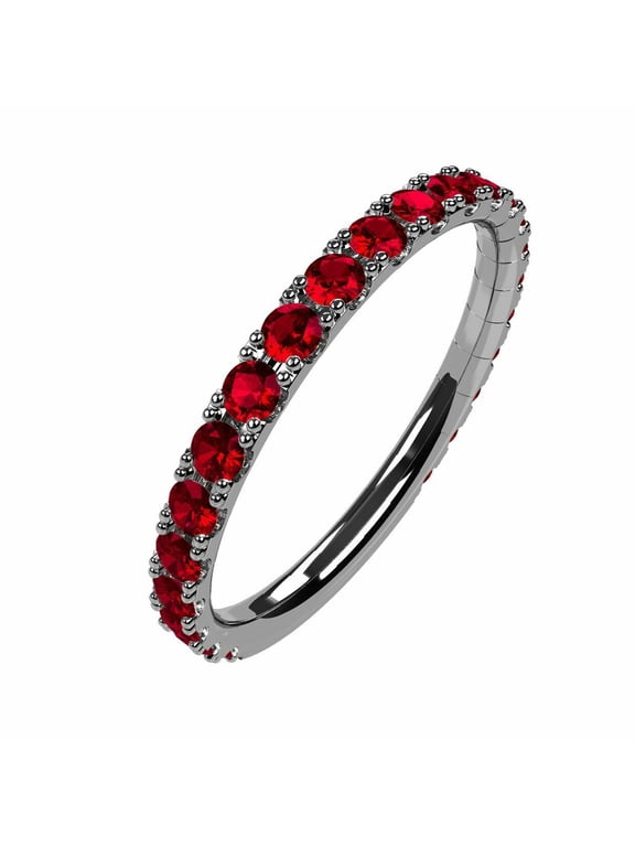 Silver Stackable Ring All Round Platinum Plated - Size 7 - Simulated Yellow Topaz - Nov. Birthstone