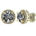 thumbnail image 1 of Nana Silver & Stainless Steel Post Pure Brilliance Zirconia Round-Cut Halo Stud Earrings-6.5mm-Yellow Gold Plated, 1 of 8