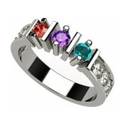 NANA JEWELS Nana Straight Bar W-Side CZ Adult Female Mothers Day Ring 1-6 Stone,Sterling Silver-Size 9.5-Stone6