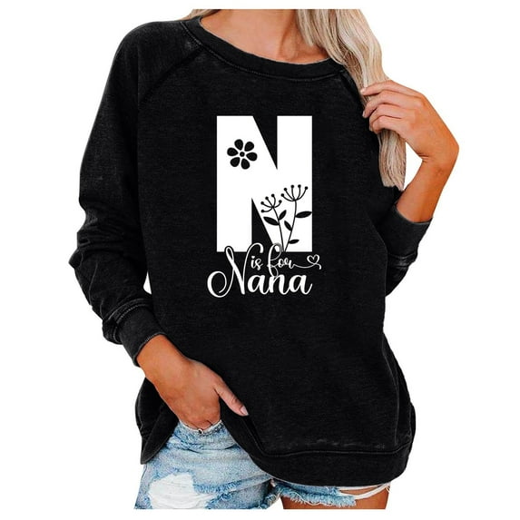 Nana Sweatshirt for Women Gigi Heart Graphic Gigi Gifts Grandma Casual Long Sleeve Nana Tops Floral Print Shirts
