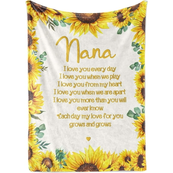 Nana Throw Blanket - Nana Gifts from Grandkids - Nana Flannel Blankets on Mother''s Day, Birthday, and Christmas - 50*60 - (Sunflowers)