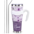 thumbnail image 1 of Nana Tumbler 40oz, Nana Cup Coffee Mug Tumbler with Handle and Straw, Nana Gifts from Grandkids, Nana Gifts for Nana Birthday Mothers Day Christmas Anniversary, Best Nana Ever,Purple Floral, 1 of 6