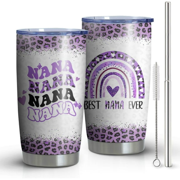 Nana Tumbler With Straw and Lid, Stainless Steel Grammy Tumbler Coffee Cup for Grandma Birthday Mother''s Day Gifts for Grandma Mimi Gigi