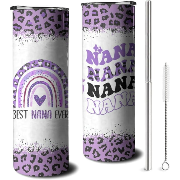 Nana Tumbler With Straw and Lid, Stainless Steel Grammy Tumbler Coffee Cup for Grandma Birthday Mother''s Day Gifts for Grandma Mimi Gigi