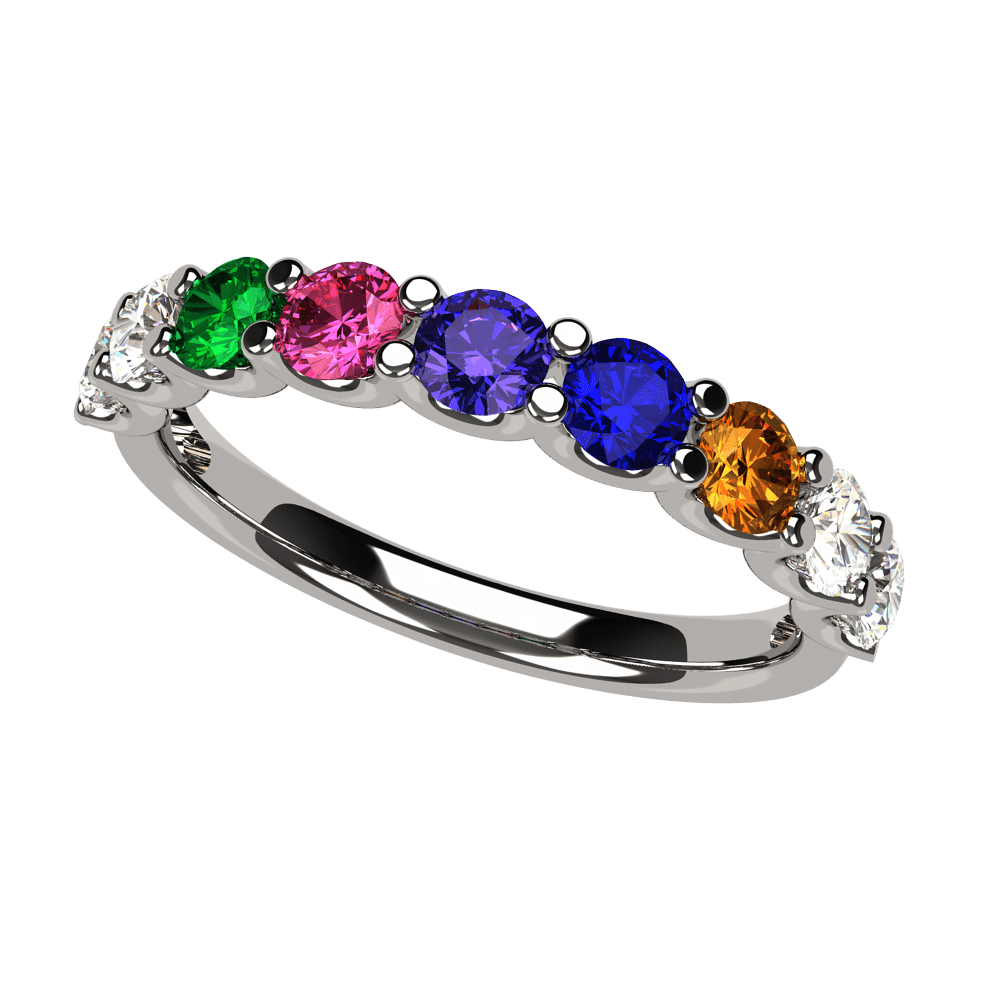 Stackable Family Name Birthstone Ring | kandsimpressions