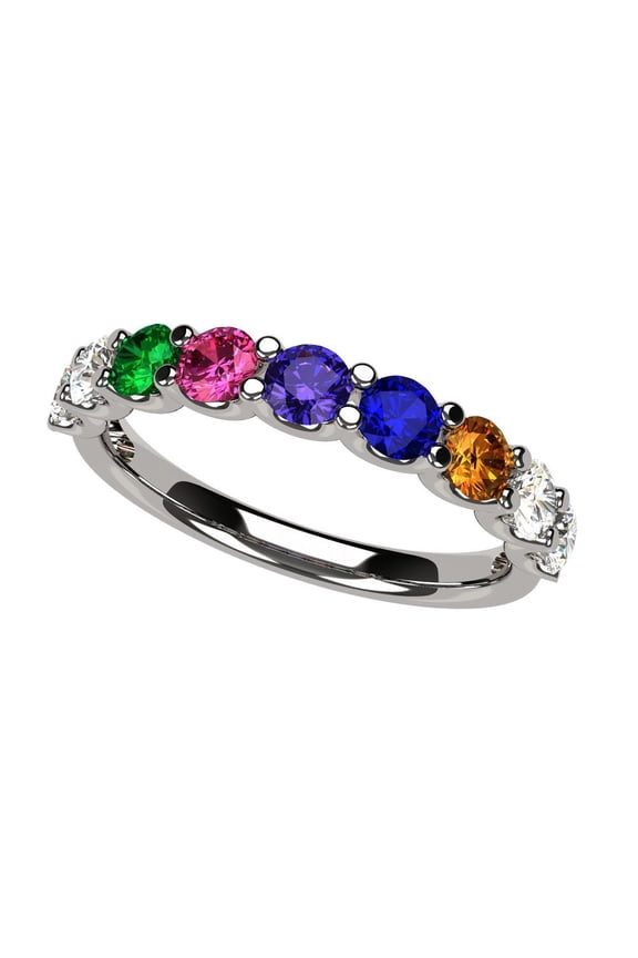 Nana U'r Family 1-9 Simulated Birthstones Mothers Day Ring for Women - Sterling Silver, Size 7, Stone 3