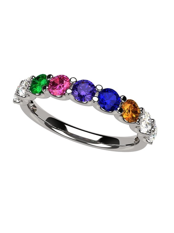 Nana U'r Family 1-9 Simulated Birthstones Mothers Day Ring for Women - Sterling Silver, Size 9, Stone 9