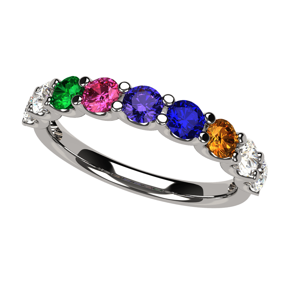 Nana U r Family 1 9 Simulated Mothers Ring 5 Birthstones Sterling Silver for Women Size 9.5 Stone 5 Walmart