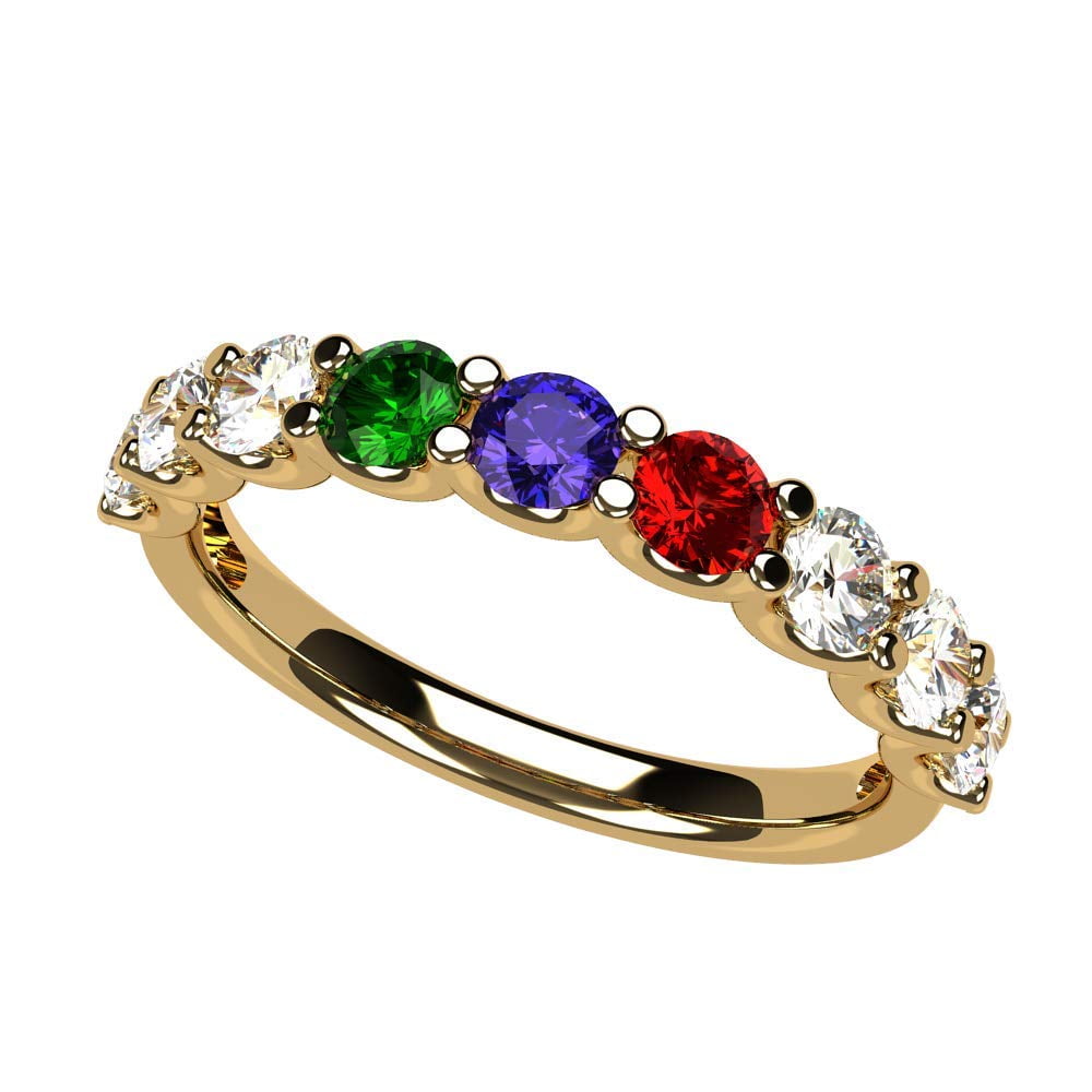 Nana U'r Mother 1-9 Simulated Birthstone Rings for Women - 10K Yellow Gold, Size 7, Stone 1