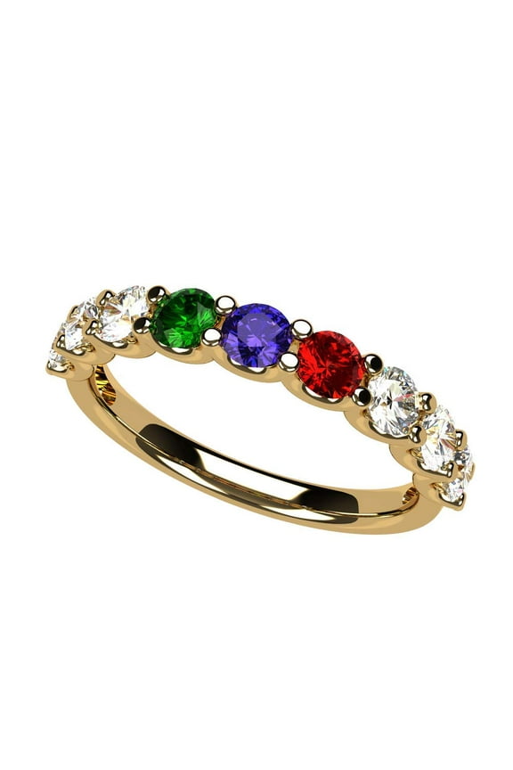 Nana U'r Mother 1-9 Simulated Birthstone Rings for Women - 10K Yellow Gold, Size 8, Stone 8