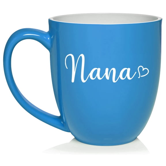 Nana With Heart Ceramic Coffee Mug Tea Cup Gift (16oz Light Blue)