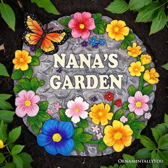 Nanas Garden Floral Stepping Stone, 9.5" Decorative and Gift for Grandmother