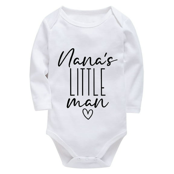 Nana's Little Man Newborn Onesie Boys Long Sleeve Unisex Onsies White 6 Month Onesie