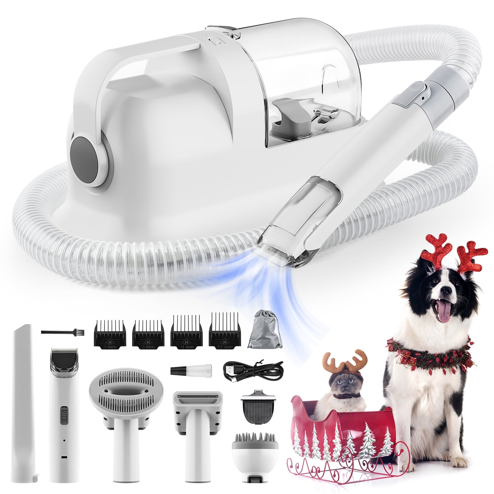 Nanafrog Dog Grooming Kit Vacuum Pet Grooming Vacuum with 12kPa Maximum Suction Power, 1.4L